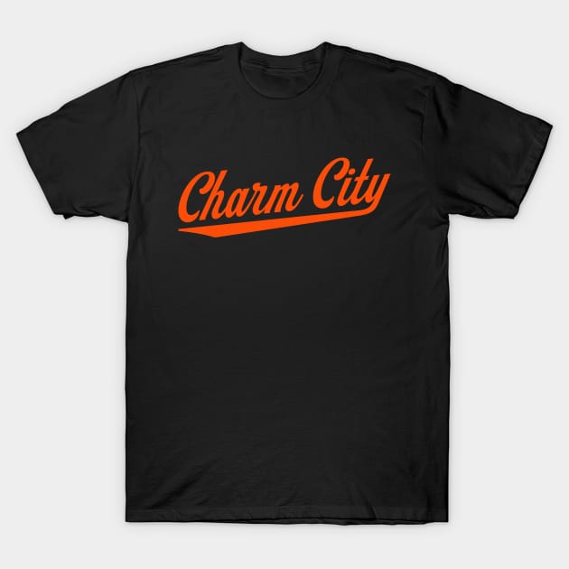 Baltimore 'Charm City' Baseball Script Fan T-Shirt: Showcase Your Love for Baseball with Iconic Baltimore Flair! T-Shirt by CC0hort
